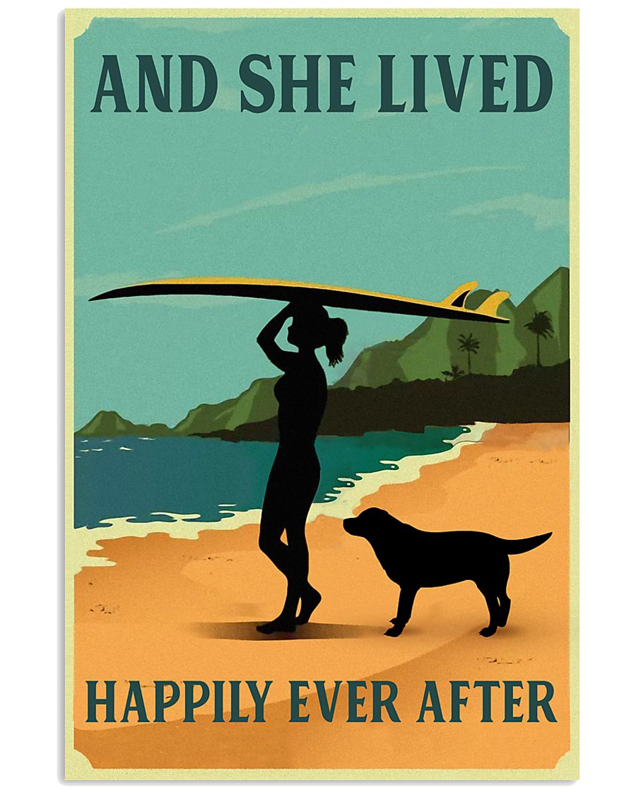 She Lived Happily Surfing Labrador Retriever 11x17 Poster