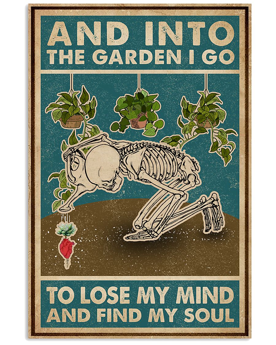 Retro Teal Skeleton Into The Garden 11x17 Poster