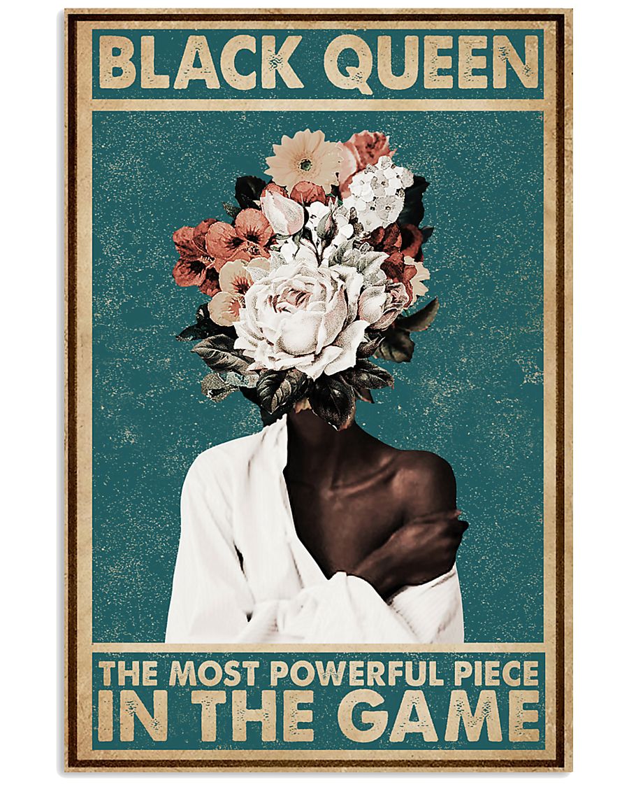 Retro Teal Most Powerful Flower Black 16x24 Poster