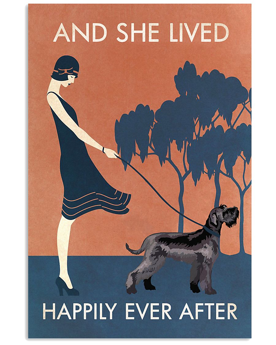 Vintage Girl Lived Happily Giant Schnauzer 11x17 Poster