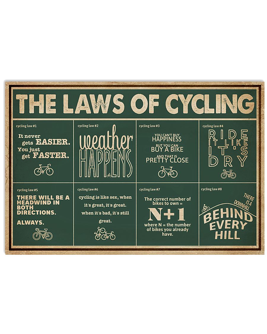 Retro Green The Laws Of Cycling 24x16 Poster