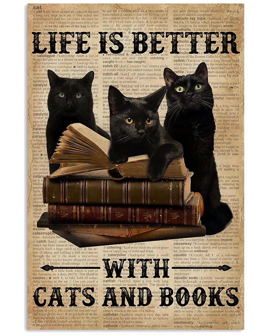 Life Is Better With Cats And Books 11x17 Poster