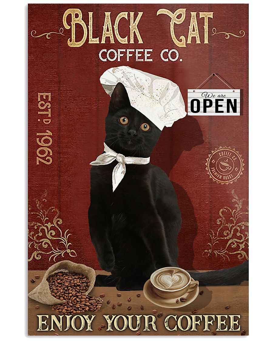 Black Cat Coffee Co Enjoy Your Coffee 11x17 Poster