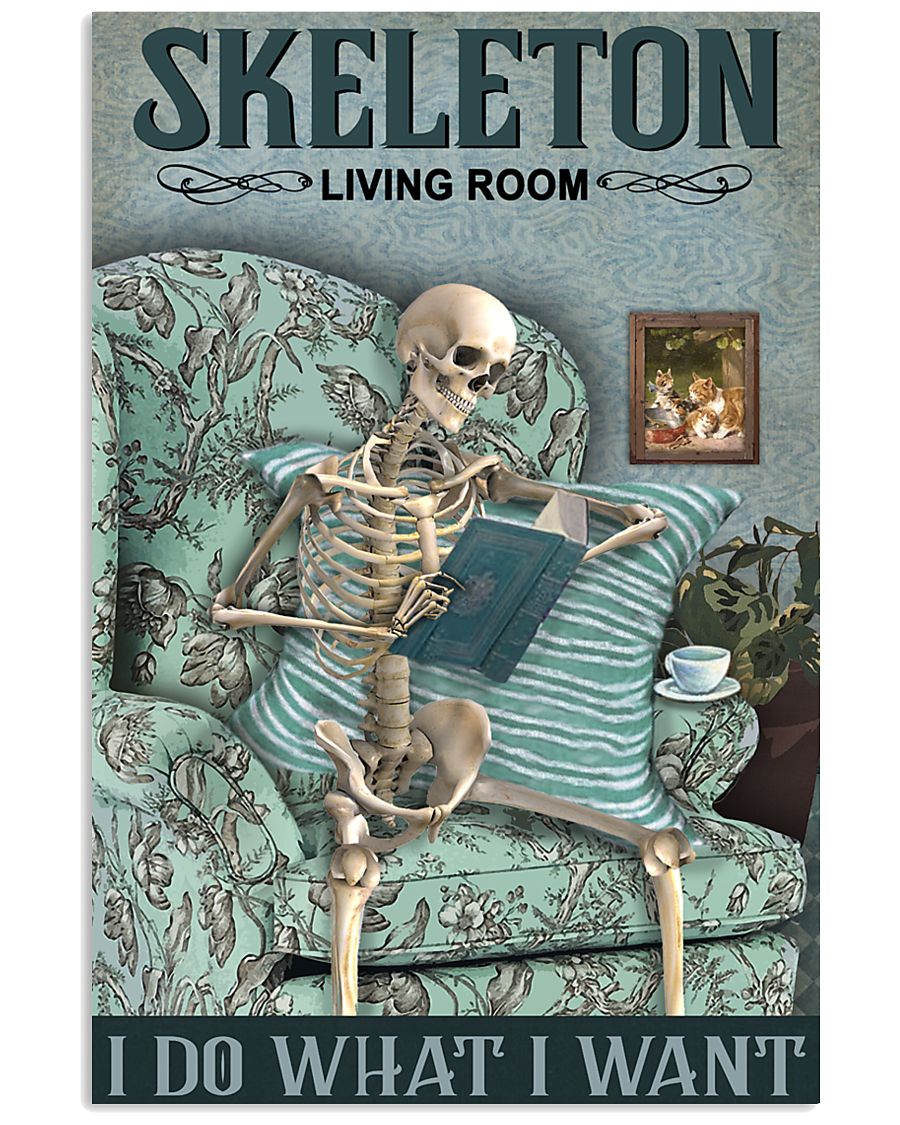 Vintage Living Room Skeleton 11x17 Poster