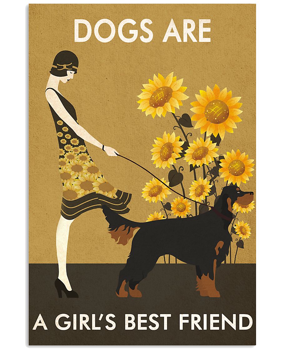 Sunflower Vintage Girl Love Is Gordon Setter 11x17 Poster