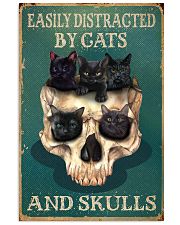 Retro Teal Easily Distracted By Cats And Skulls 16x24 Poster front