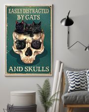 Retro Teal Easily Distracted By Cats And Skulls 16x24 Poster lifestyle-poster-1