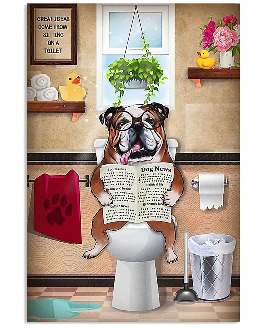 Bulldog Reading Dog News 11x17 Poster