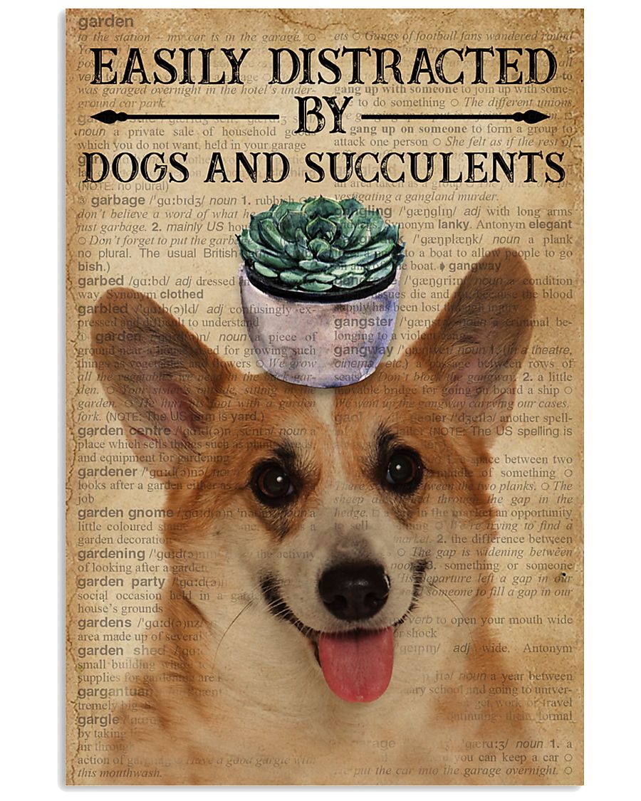 Dictionary Easily Distracted By Corgi and Garden 11x17 Poster