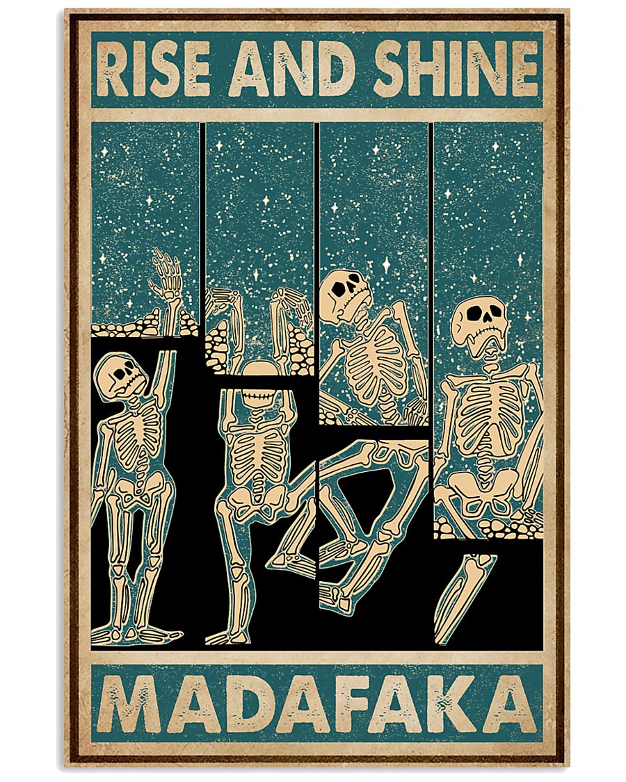 Retro Teal Rise And Shine Skeleton 11x17 Poster