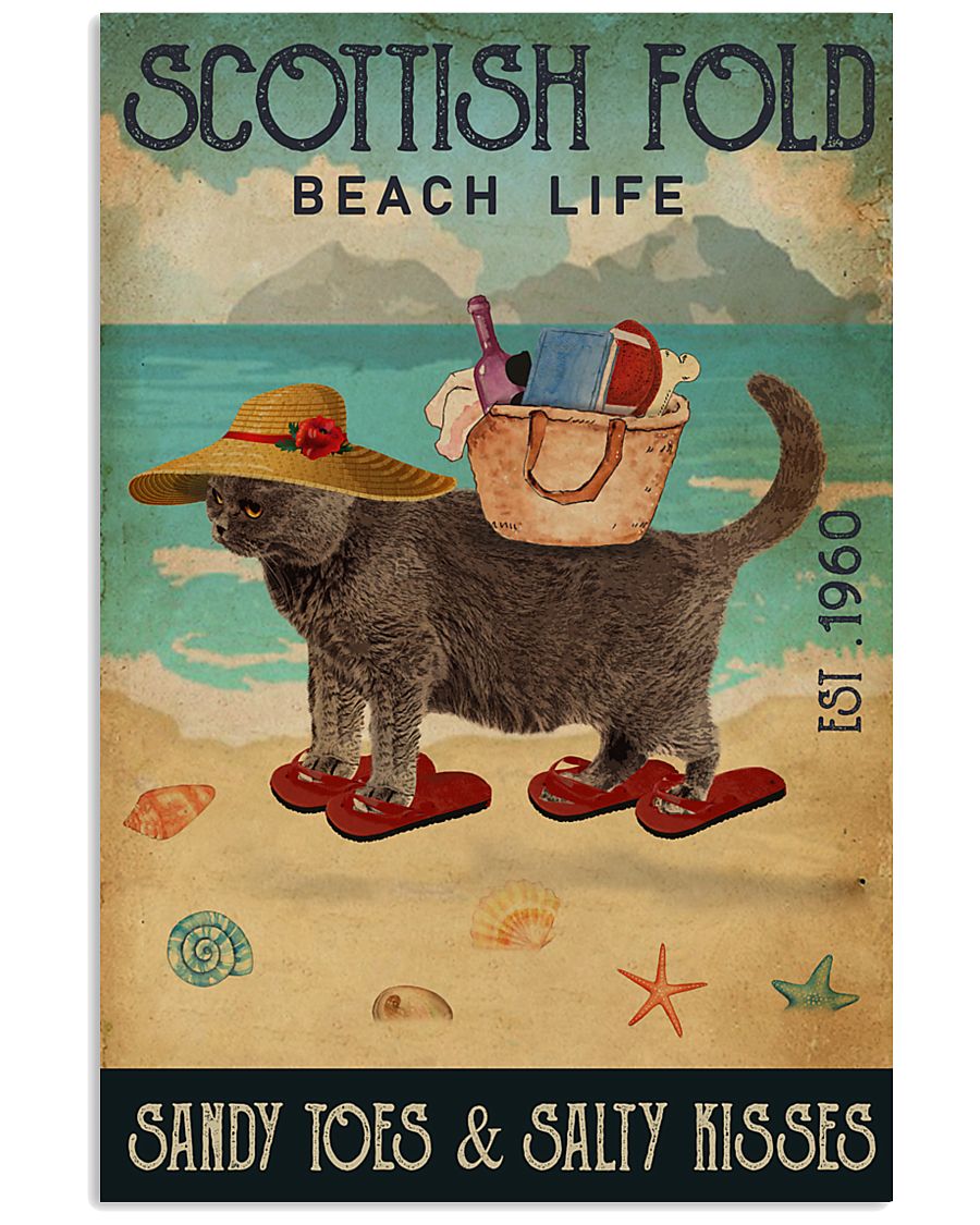 Beach Life Sandy Toes Scottish Fold 11x17 Poster