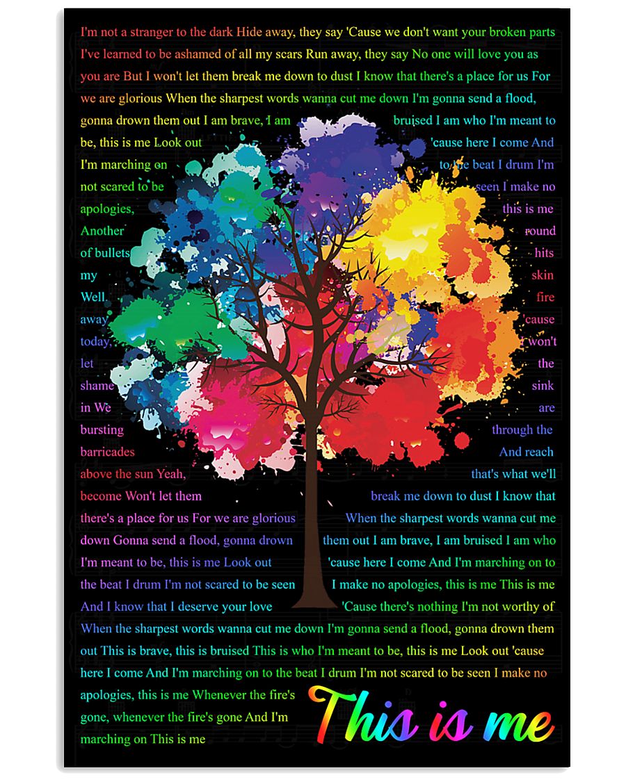 Vintage Lyrics This Is Me Colorful Tree Black 11x17 Poster