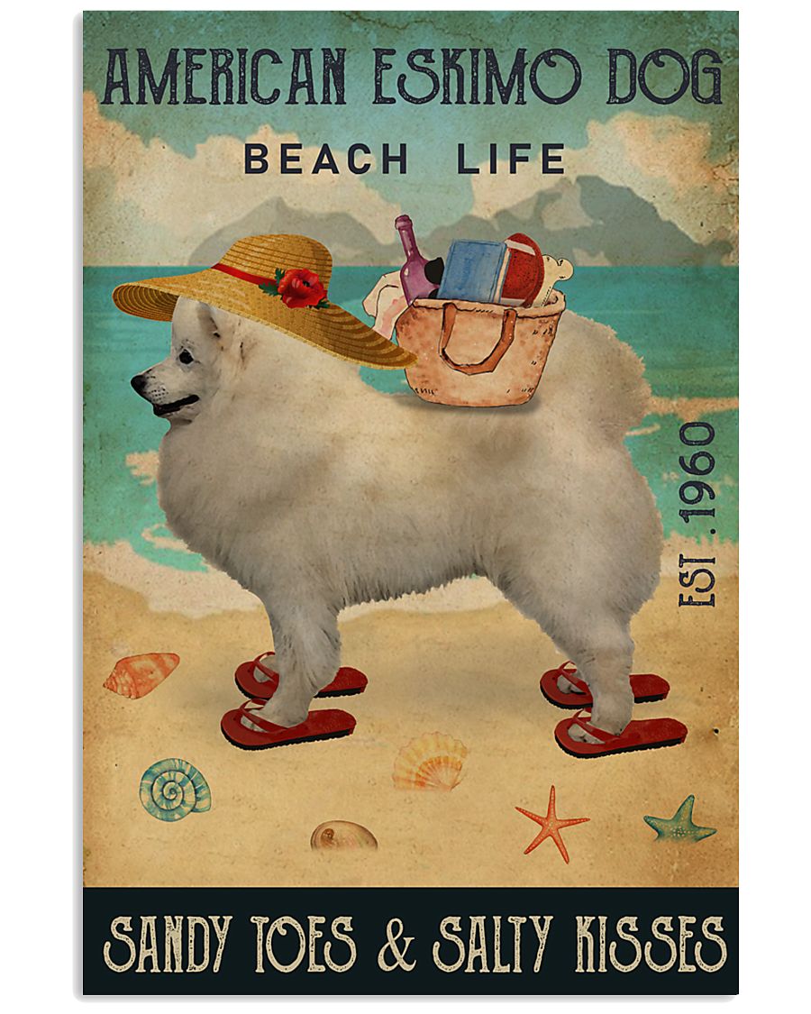 Beach Life Sandy Toes American Eskimo Dog 11x17 Poster