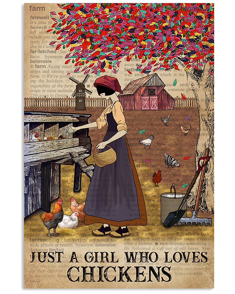 Dictionary Who loves Chicken Farm Girl 11x17 Poster