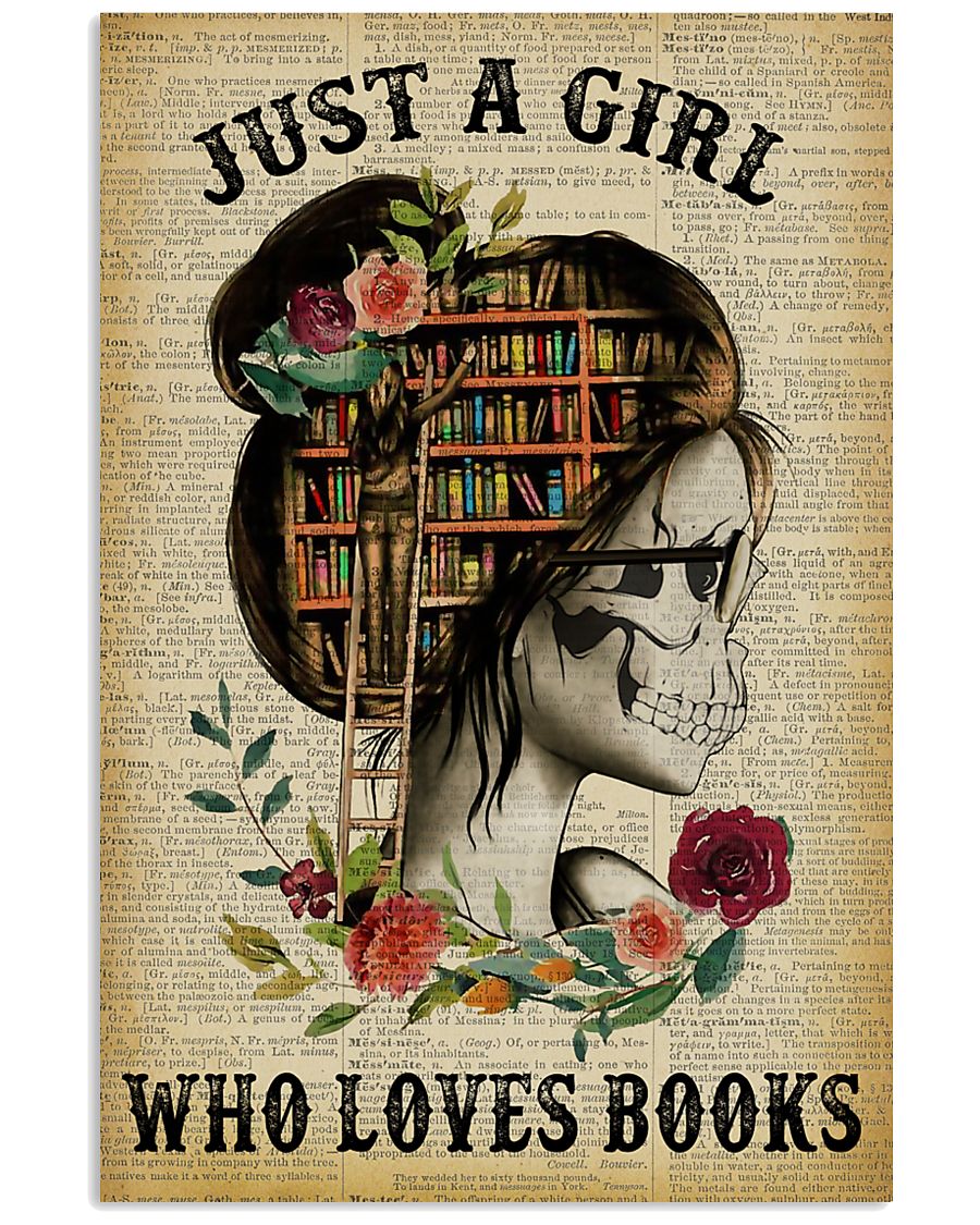 A Girl Who Loves Books Skeleton Reading 11x17 Poster