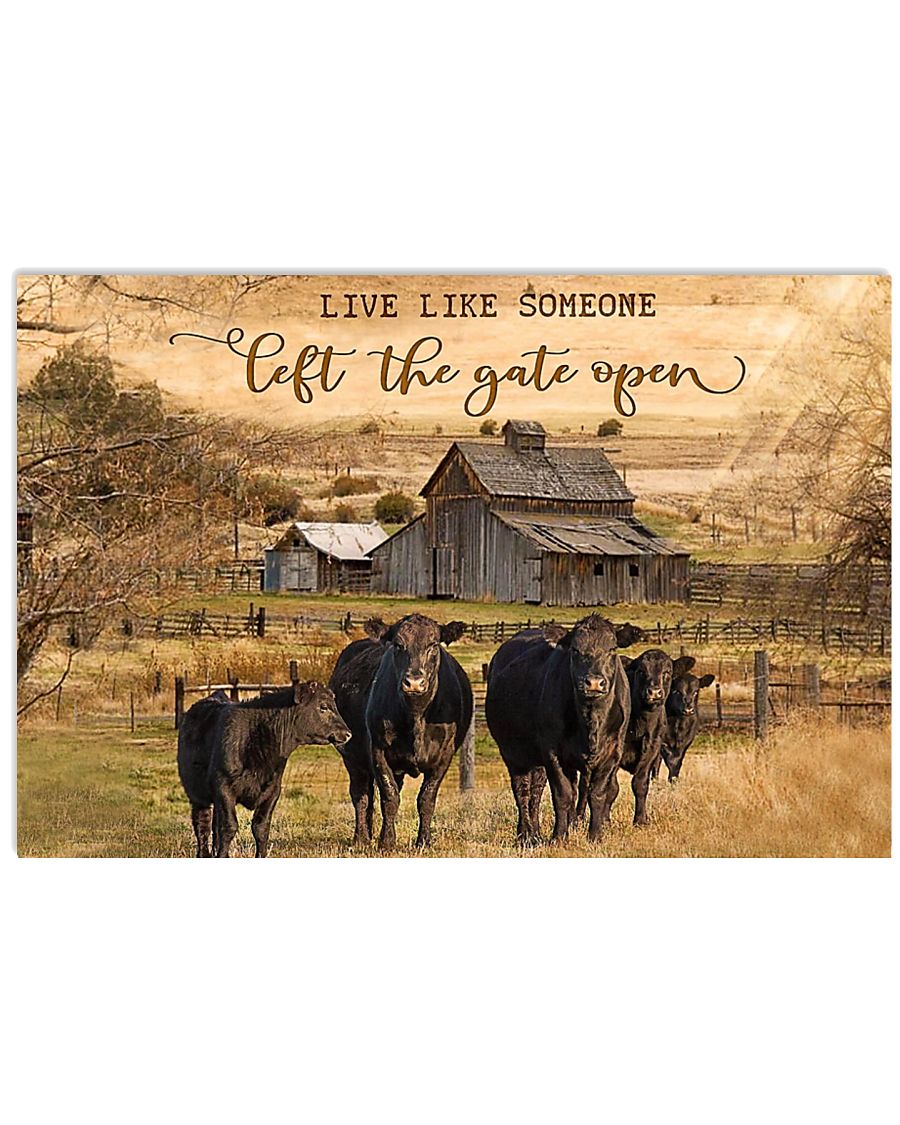 Angus Cattle Let The Gate Open 24x16 Poster