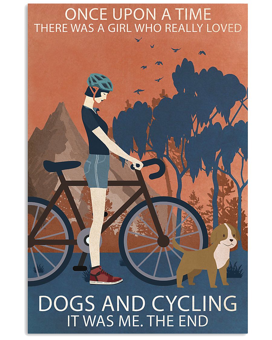 Vintage Girl Once Upon A Time Dogs And Cycling 11x17 Poster