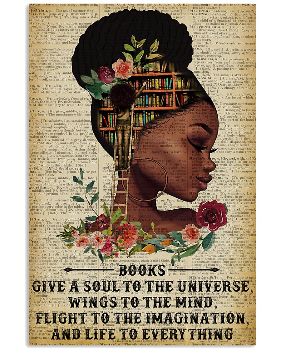 Books Give A Soul Reading Black Girl 11x17 Poster