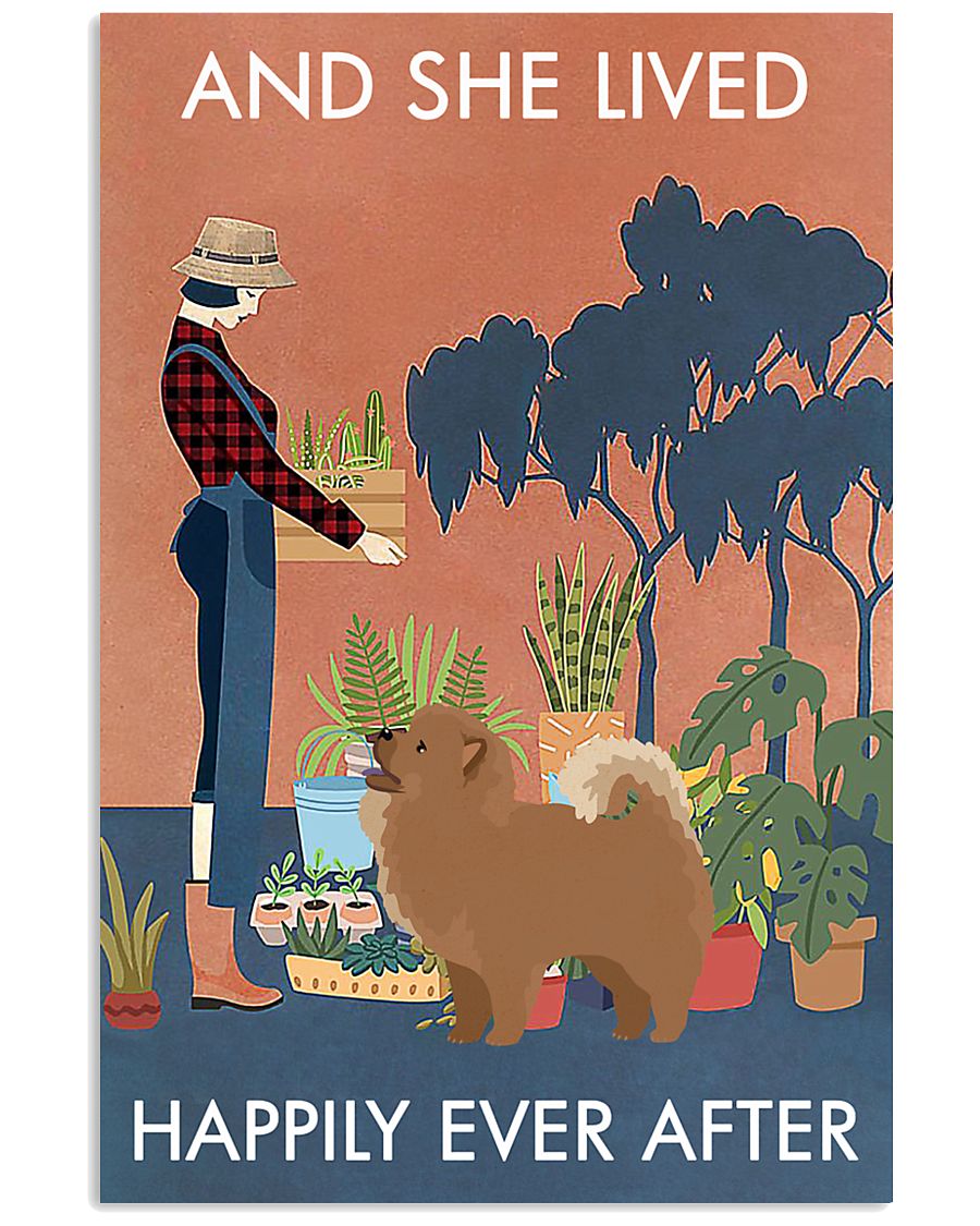 Vintage And She Lived Happily Gardening Chow Chow 11x17 Poster