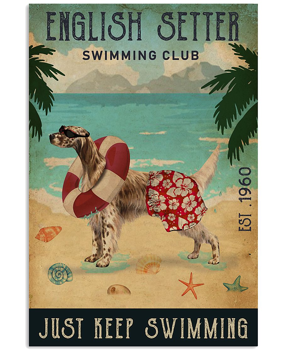 Vintage Swimming Club English Setter 11x17 Poster