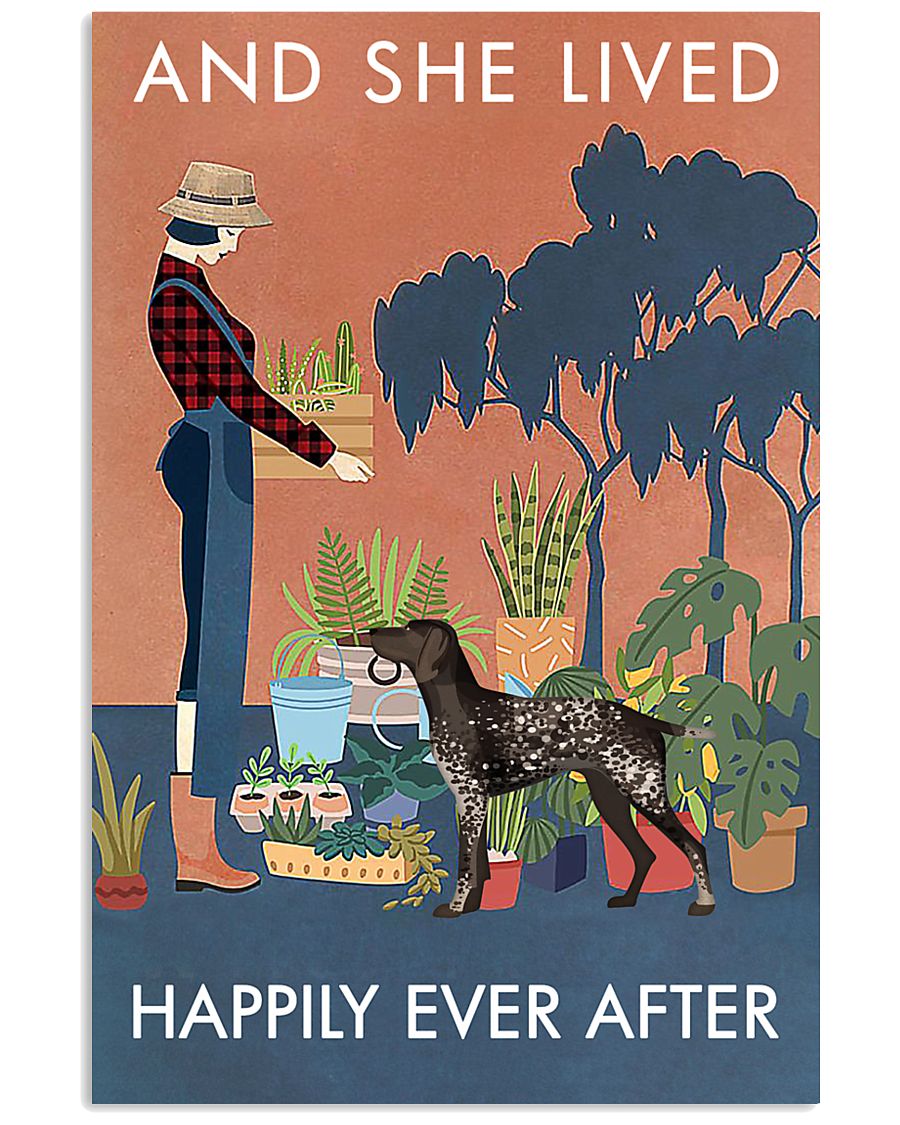 Vintage Live Happy Gardening German Shorthaired 11x17 Poster