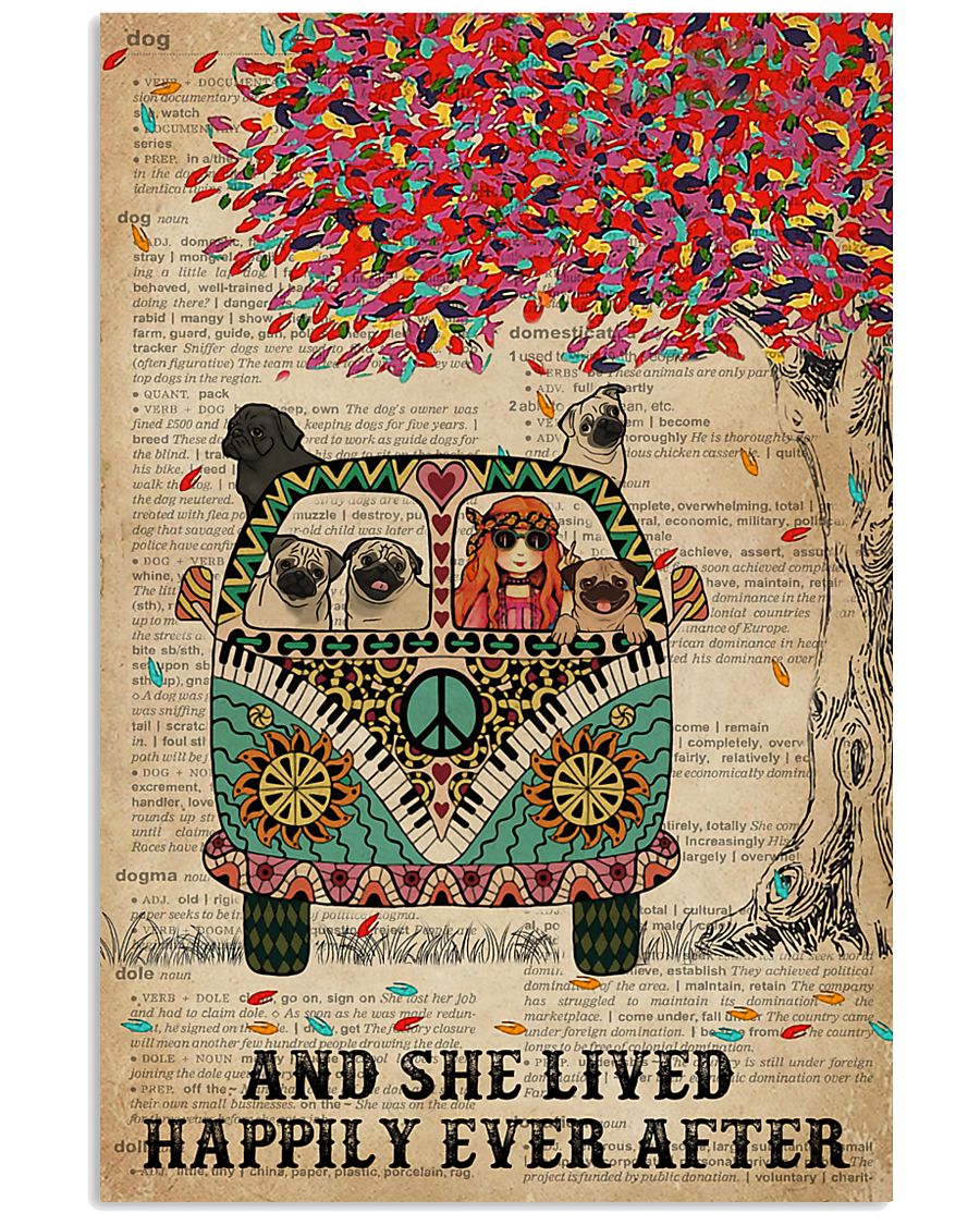 Dictionary And She Lived Happily Pug 11x17 Poster