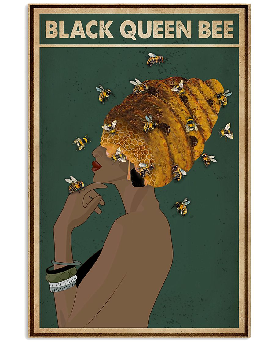Black Queen Bee Afro Retro Green 16x24 Poster