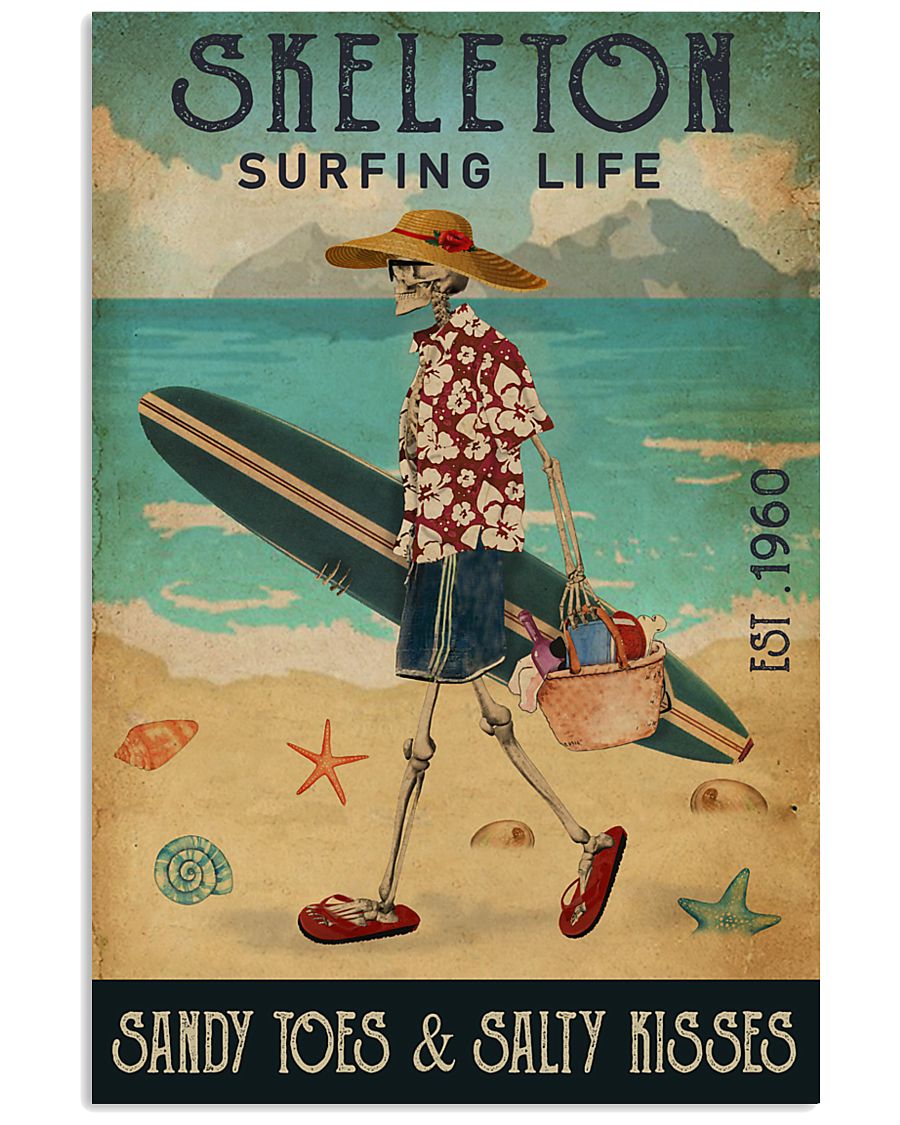 Surfing Life Sandy Toes Skeleton 11x17 Poster