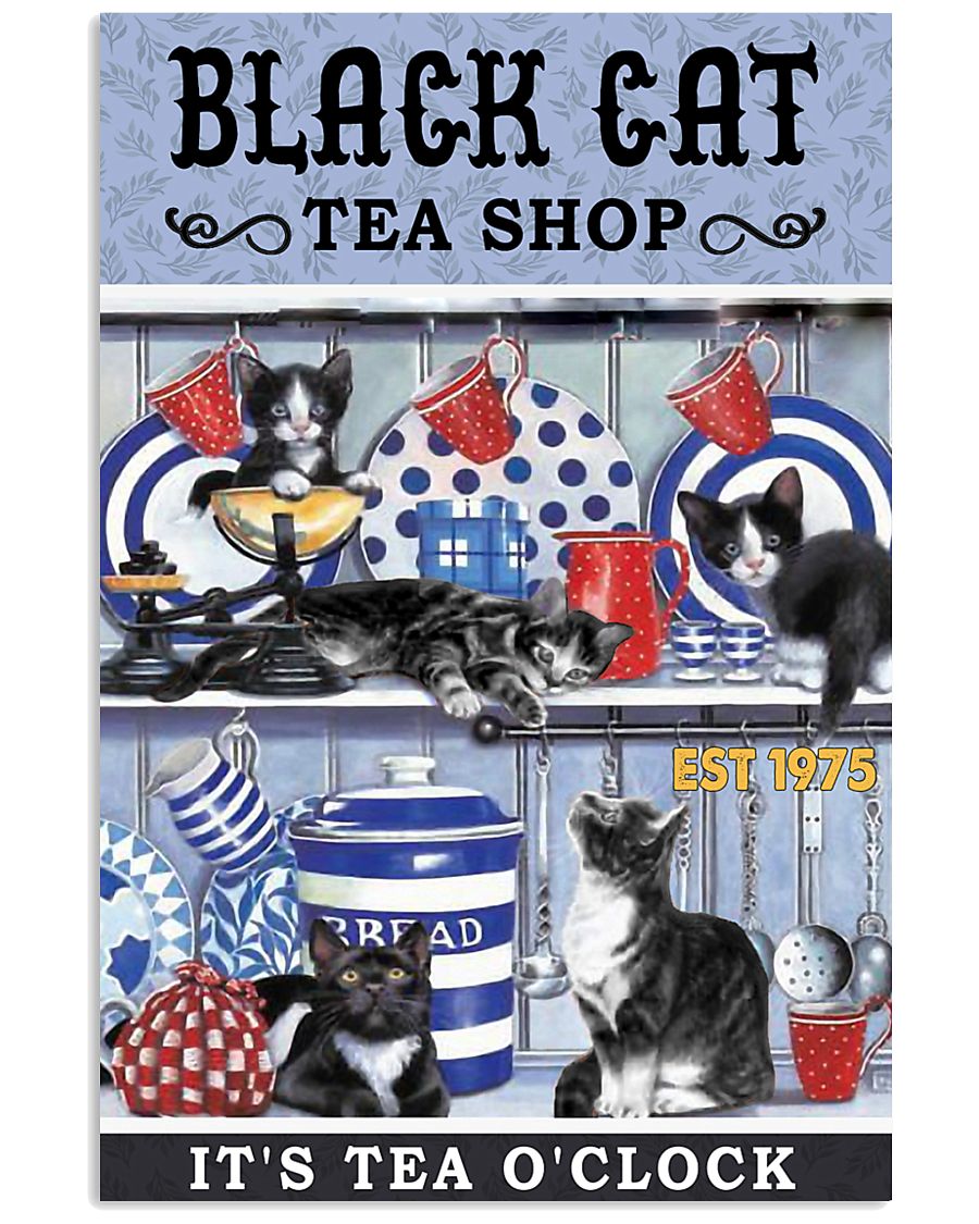 Black Cat Tea Shop Cat Lover 11x17 Poster