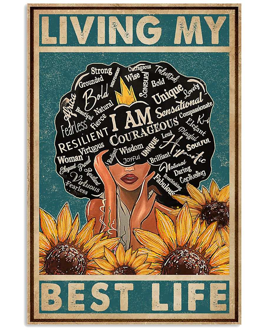 Retro Living My Best Life Black 11x17 Poster