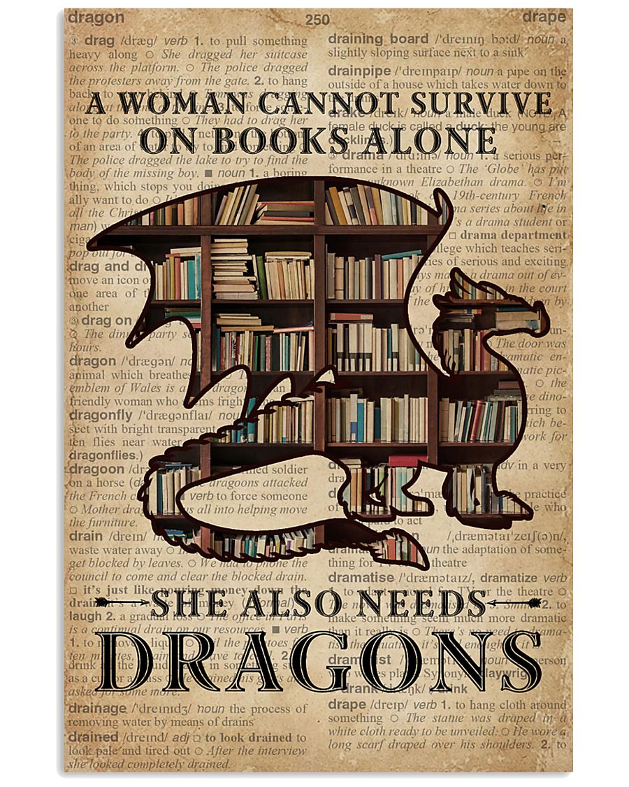 Survive On Books And Dragons 16x24 Poster