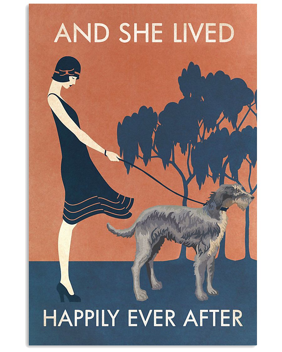 Vintage Girl Lived Happily Irish Wolfhound 11x17 Poster