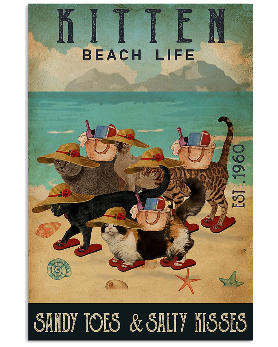 Beach Life Sandy Toes Kitten 11x17 Poster