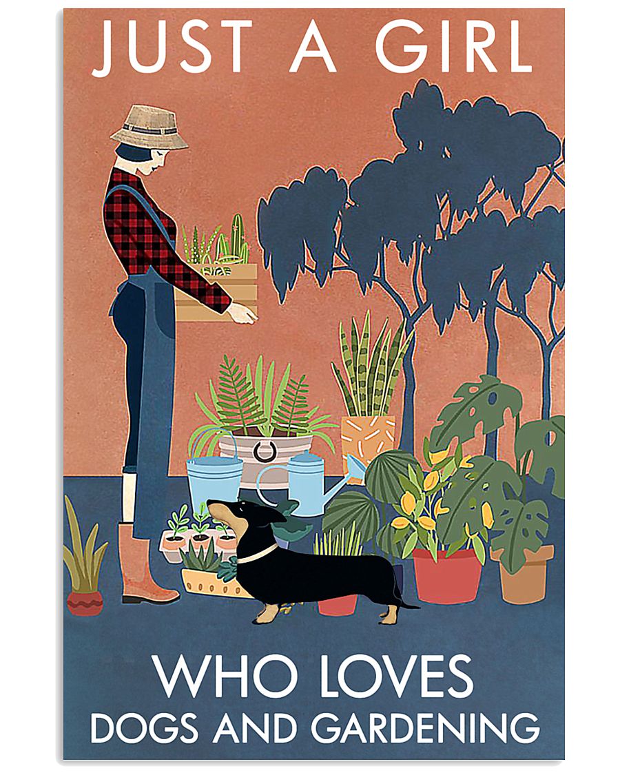 Vintage Just A Girl Loves Gardening And Dachshund 11x17 Poster
