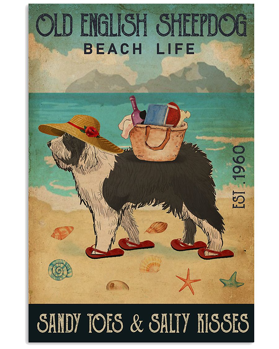Beach Life Sandy Toes Old English Sheepdog 11x17 Poster