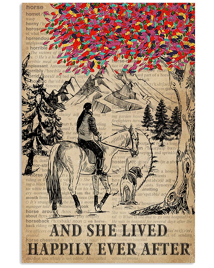 She Lived Happily Horse Dog Dictionary 11x17 Poster