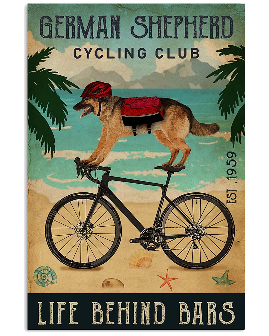 Cycling Club German Shepherd 11x17 Poster