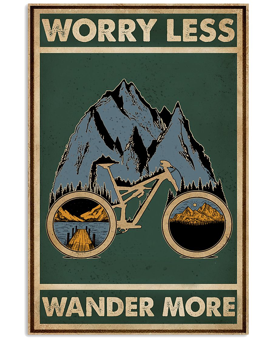 Retro Green Worry Less Cycling 11x17 Poster
