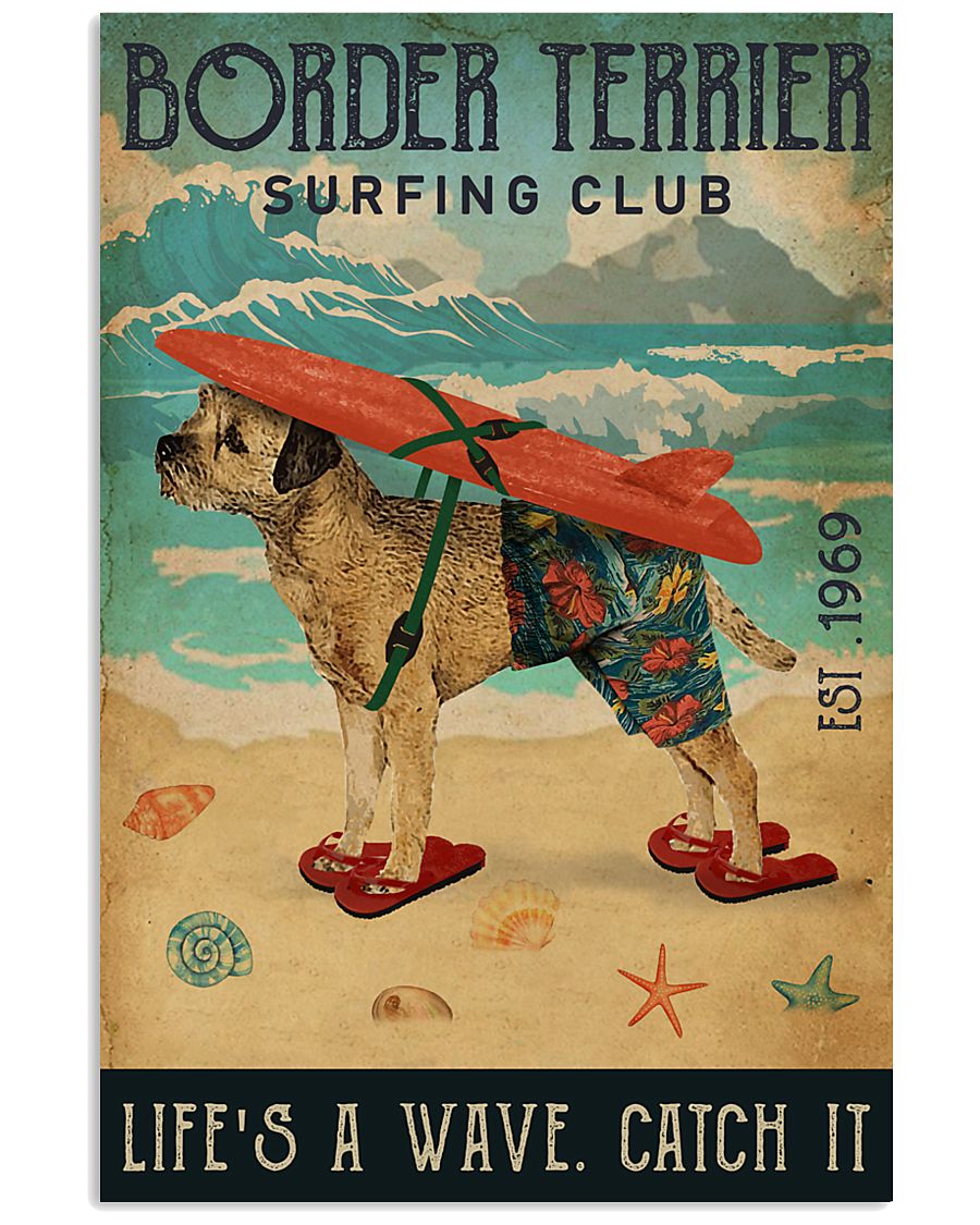 Surfing Club Border Terrier 11x17 Poster