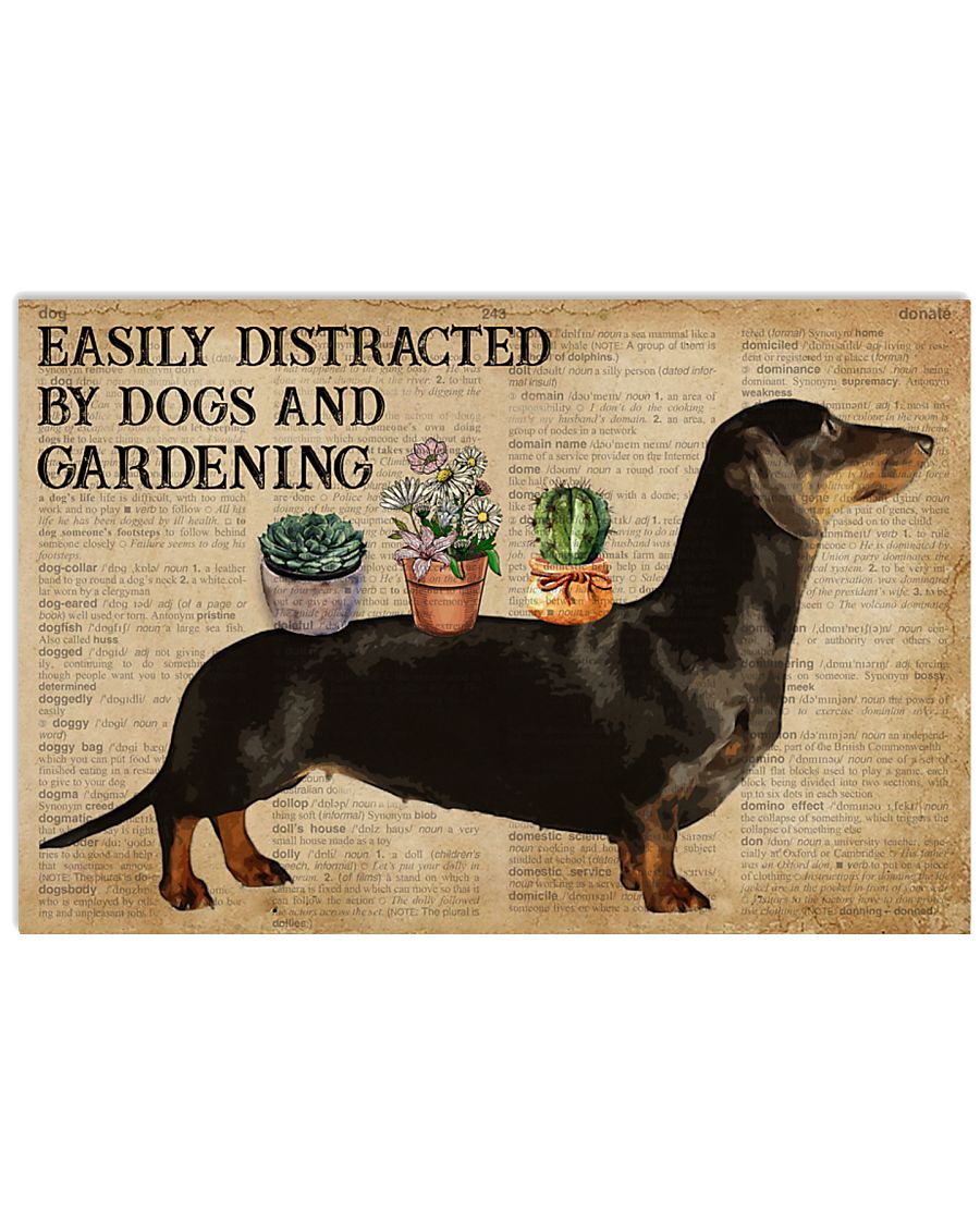 Dictionary Distracted By Dachshund And Gardening 24x16 Poster