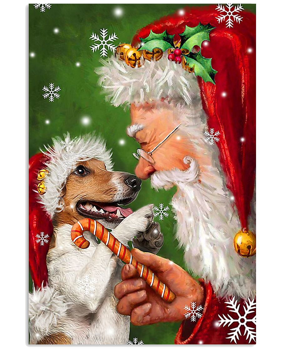 Jack Russell Smile With Santa Christmas 11x17 Poster