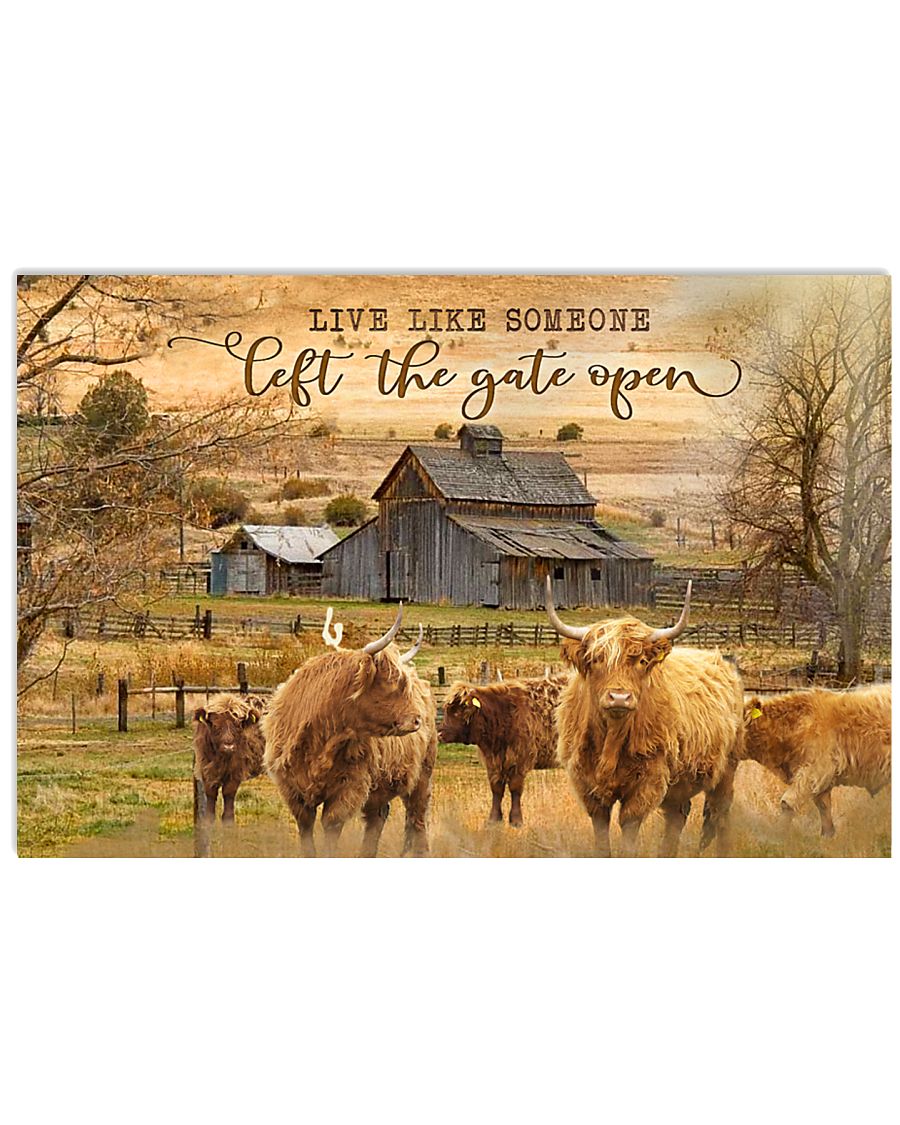 Highland Cattle Let The Gate Open 24x16 Poster