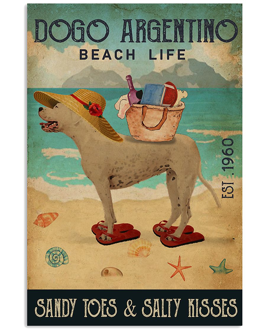 Beach Life Sandy Toes Dogo Argentino 11x17 Poster