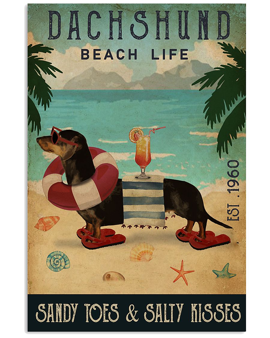 Vintage Beach Cocktail Life Dachshund 11x17 Poster