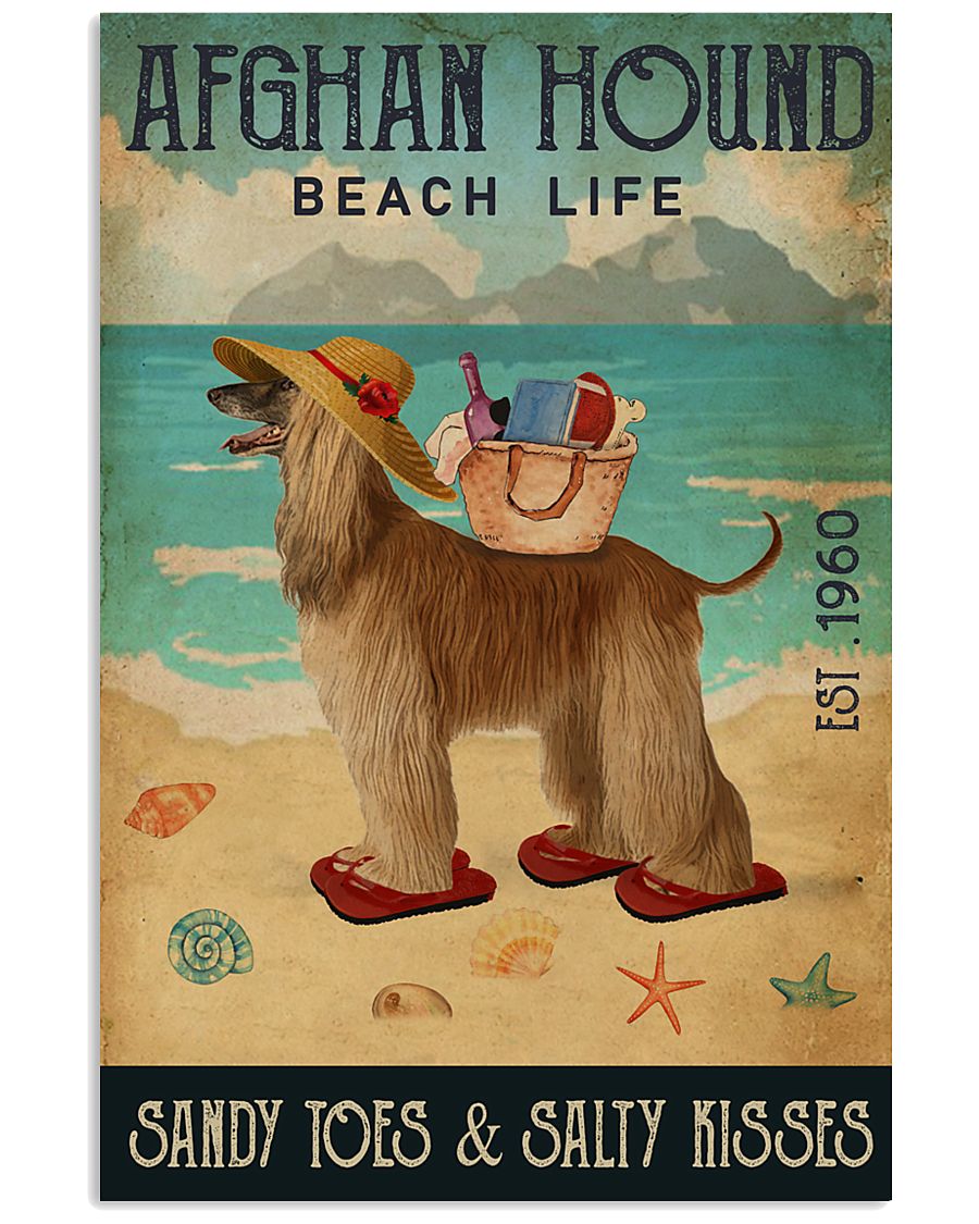Beach Life Sandy Toes Afghan Hound 11x17 Poster