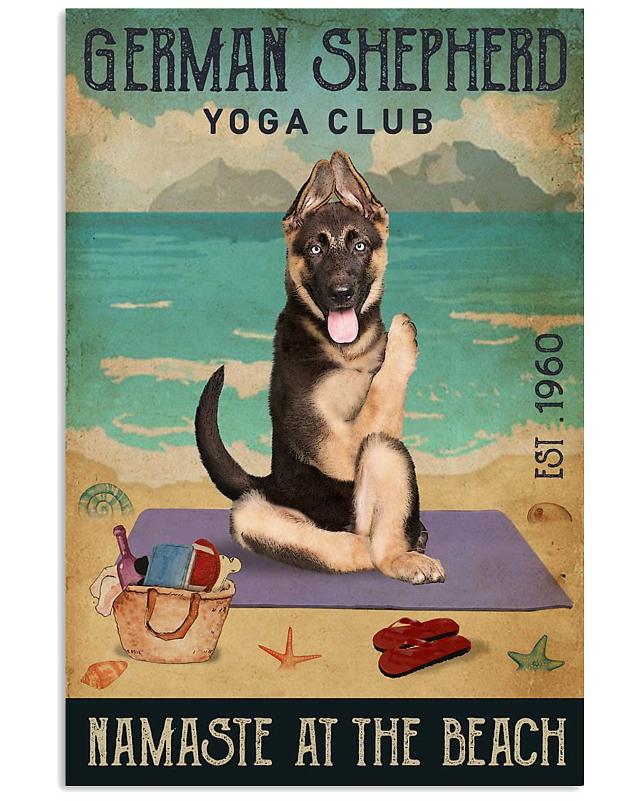 Beach Yoga Club German Shepherd 11x17 Poster