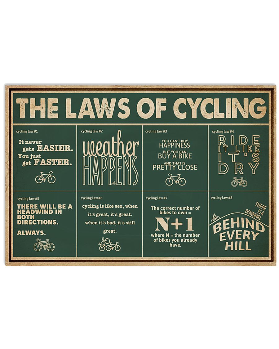 Retro Green The Laws Of Cycling 24x16 Poster