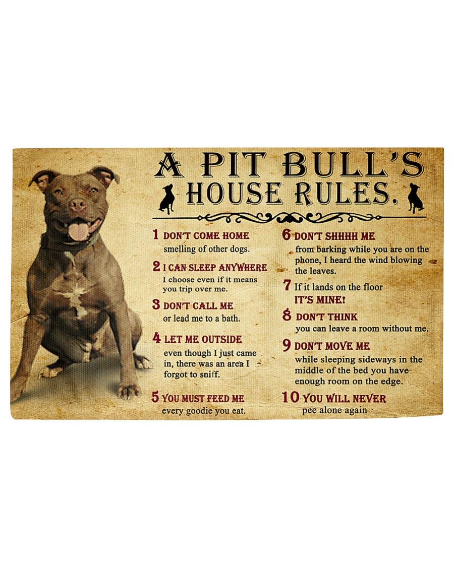 Pit Bull House Rules Vintage Woven Rug - 3' x 2'
