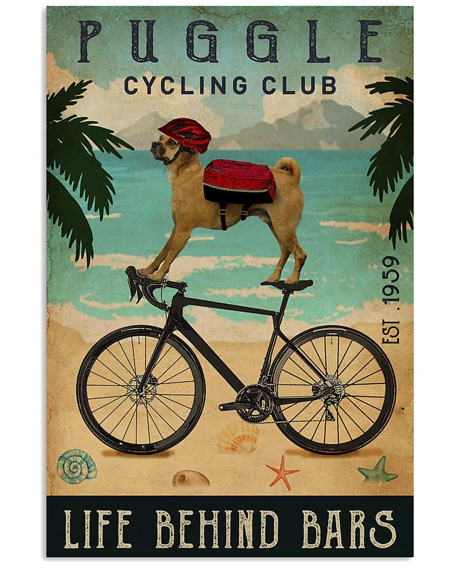 Cycling Club Puggle 11x17 Poster