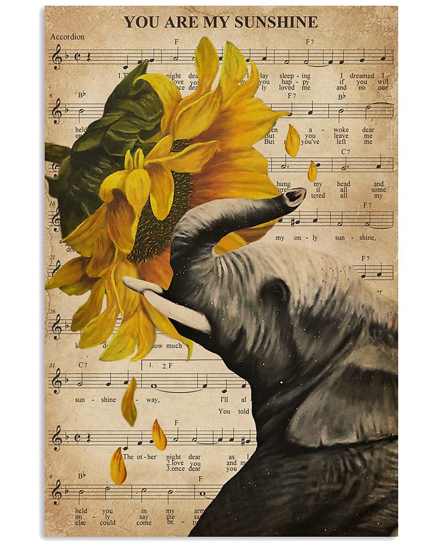 Music Sheet Sunflower My Sunshine Elephant 11x17 Poster